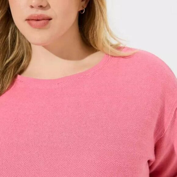 NWT Torrid Plus Size 2X Reverse French Terry Drop Shoulder Sweatshirt in Pink - Picture 4 of 5